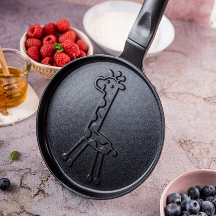 Klausberg KB-7975 Pannekoekenpan - Giraf Motief - Ø18 cm - Zwarte Antiaanbaklaag - Geschikt voor Alle Kookstellen Inclusief Inductie - Giraffe - Figuurtjespan