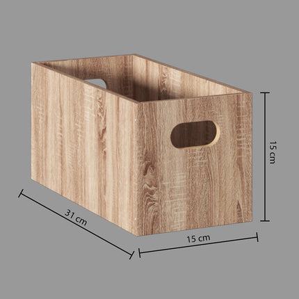 5five Opbergmand/kastmand van hout - lichtbruin - 14 Liter - 31 x 31 x 15 cm - Opbergboxen - Vakkenkast manden