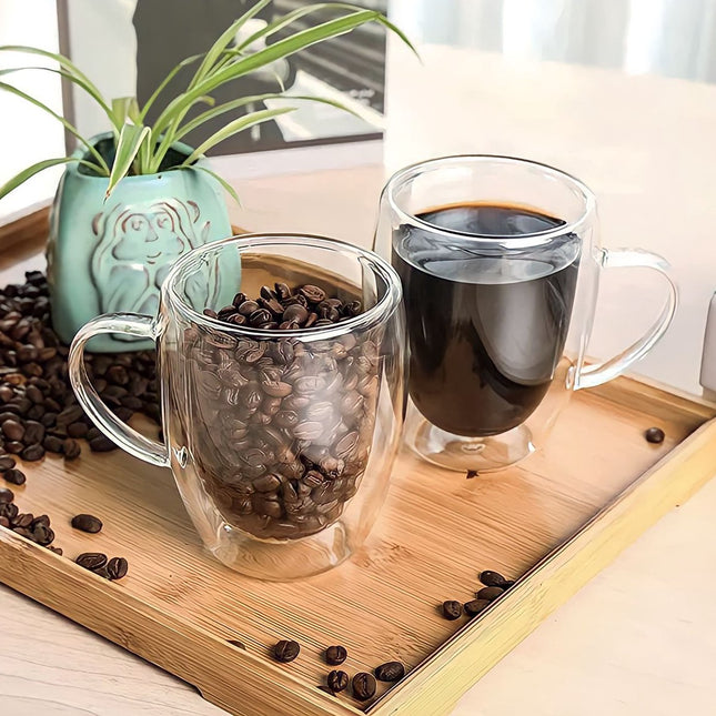 latte macchiato glazen - 350 ml met oor - 6 stuks - Theeglazen - dubbelwandige glazen - latte macchiato glazen dubbelwandig - latte glazen - Koffieglazen - Cappuccino glazen