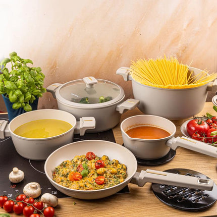 Klausberg KB-7967 Pannenset | 12-Delig | Anti-aanbaklaag | Geschikt voor Inductie | Beige