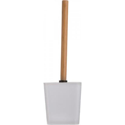 5five Toiletborstel met houder - wit - kunststof en bamboe - 38 cm - wc borstel