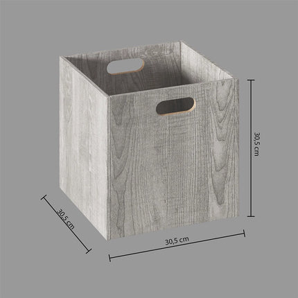 5five Opbergmand/kastmand van hout - grijs - 7 Liter - 31 x 15 x 15 cm - Opbergboxen - Vakkenkast manden