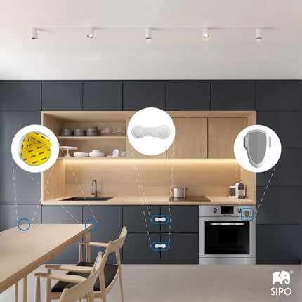 SIPO Meubelbeveiliging Set 10-delig - Kinderveiligheidsslot voor Kasten en Laden - Zelfklevend Wit ABS Plastic - Deur veiligheidsslot
