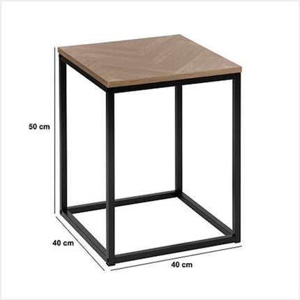 5Five Bijzettafeltje Chevron - hout/metaal - lichtbruin/zwart - D40 x H50 cm - koffie tafel