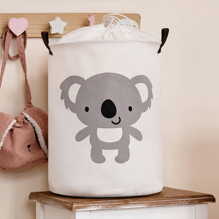 Sipo Koala Speelgoedopbergmand - Katoenen Wasmand voor Kinderen - Opbergbox met Trekkoord en Handvatten - 43 Liter - 35x35x45 cm