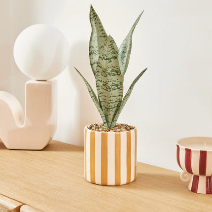 Atmosphera Kunstplant Sansevieria Chéri met keramische pot - Ø12xH38cm - Oranje