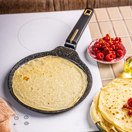 Klausberg KB-7964 Pannenkoekenpan | 24 cm | Marmer Anti-aanbaklaag | Geschikt voor Alle Kookzones Inclusief Inductie | Zwart | Crepepan |