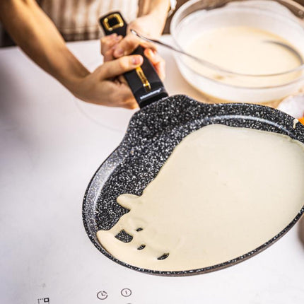 Klausberg KB-7964 Pannenkoekenpan | 24 cm | Marmer Anti-aanbaklaag | Geschikt voor Alle Kookzones Inclusief Inductie | Zwart | Crepepan |