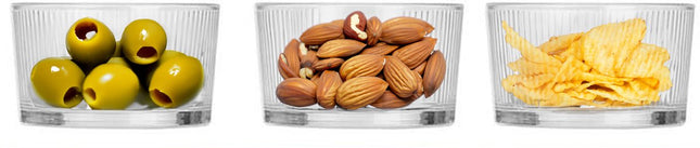 Kinvara Serveer/borrel plank set schaaltjes/kommetjes/lepeltjes - 7 delig - glas/bamboe - borrelen