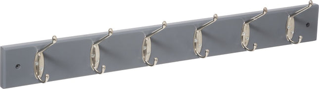 5Five Kapstok - voor wand/muur - grijs - 6-haaks wandkapstok - MDF/ijzer - 58 x 9 cm
