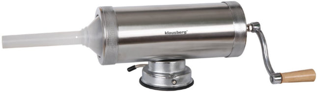Klausberg Worstvuller Horizontal - Vleesvuller - 2,5 kg Capaciteit - RVS - Met Zuignap en 3 Spuitmonden - KB-7925