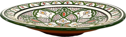 Schaal aardewerk 35 cm groen bordeaux tinten