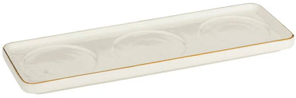 Keramisch Aperitiefset 4-delig - Servies voor Borrelhapjes - Oven- & Vaatwasserbestendig Stoneware - Borrelplank - Serveerplank + Kommetjes - Tapasset