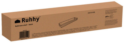 Ruhhy Wandplank - zwart - RVS - L50 cm - zwevend - industrieel - voor badkamer of keuken
