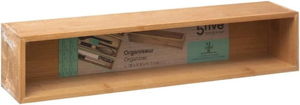 5Five Bestekbak/keuken organizer - Set van 2x stuks - 1 vaks - bamboe - 38 x 8 x 7 cm - lade verdeler