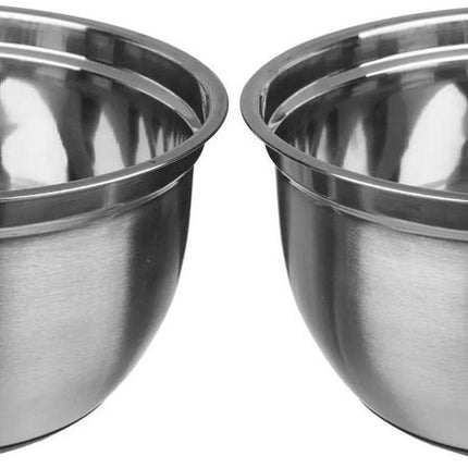 2x stuks beslagkommen/mengkommen RVS met antislip - 2,5L - Keukenbenodigdheden - Serveerschalen/saladeschalen