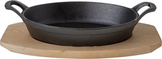 Cosy&Trendy Gietijzer gratinschaal op plank - ovaal - 30 x 17 x H5 cm - Set-1