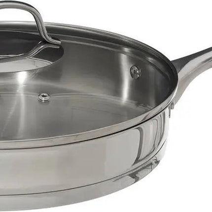 Secret de Gourmet - Hapjespan met deksel - Alle kookplaten/warmtebronnen geschikt - zilver - Dia 28 cm