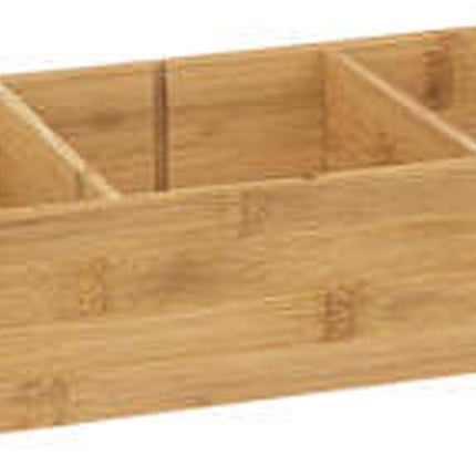 5Five Lade/kast/badkamer organizer - 3 vaks - L38 x B15 x H7 cm - bamboe hout - lichtbruin - verwijderbare verdelers