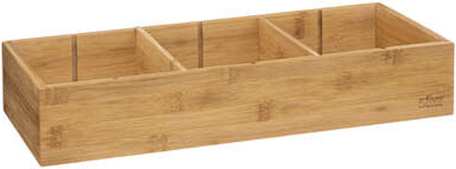 5Five Lade/kast/badkamer organizer - 3 vaks - L38 x B15 x H7 cm - bamboe hout - lichtbruin - verwijderbare verdelers