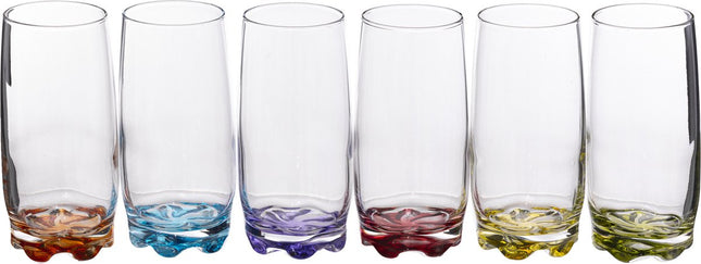 Secret de Gourmet Drinkglazen - 6 stuks - waterglazen - 380 ml - kleurenmix