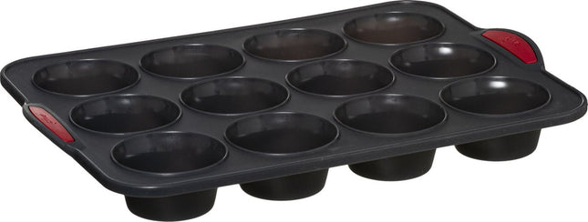 5Five Muffins bakken bakvorm/bakblik - 33 x 23 cm - voor 12x stuks - Siliconen vorm - kleine cakejes maken