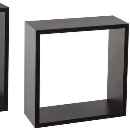 Atmosphera wandbox set van 3 - Zwart - Wandelement - Staanplaat - Hout