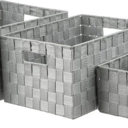 Gevlochten opbergmanden - Set van 4 - polyester - grijs - kast-organisers - opbergen