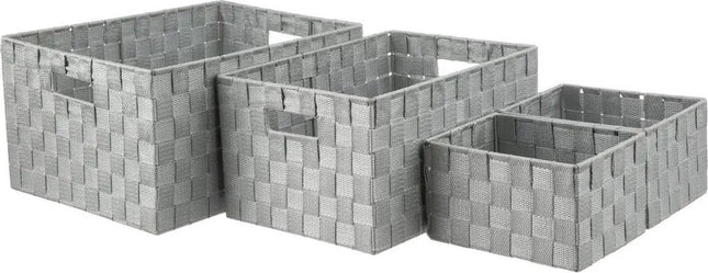 Gevlochten opbergmanden - Set van 4 - polyester - grijs - kast-organisers - opbergen
