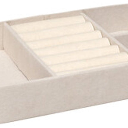 Atmosphera Sieraden/bijouterie kistje - 25 x 13 x 10 - creme - juwelenkistje met rits - vakjes indeling