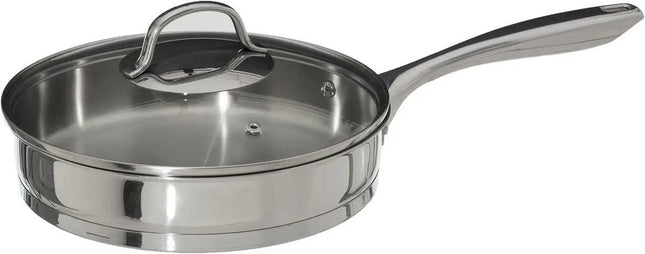 Secret de Gourmet - Hapjespan met deksel - Alle kookplaten/warmtebronnen geschikt - zilver - Dia 24 cm