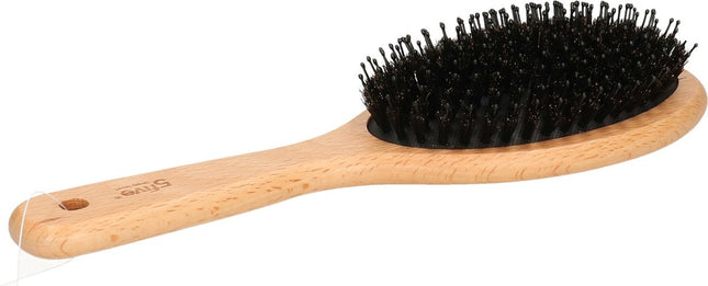 Haarborstel ovaal naturel met kunststof en varkenshaar 24,5 cm van hout - Persoonlijke verzorging artikelen