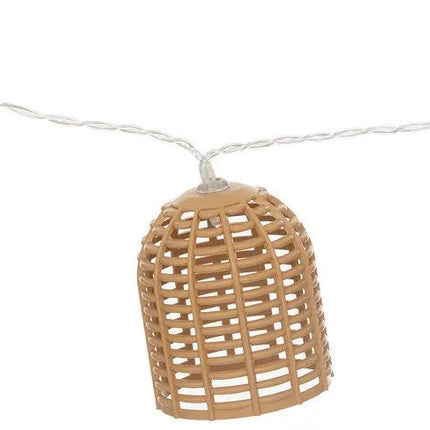 Atmosphera Solar tuin lantaarns lichtsnoer - naturel - rotan kunststof - 335 cm - buiten - Led licht