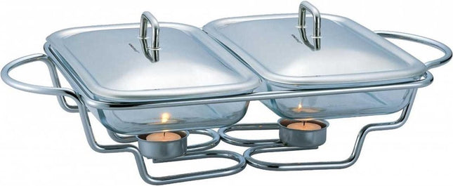 Kinghoff 1412 - dubbele warmhoudschaal - rechaud - RVS