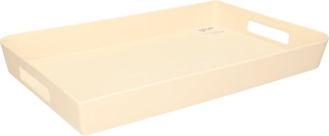 Dienblad/serveerblad rechthoekig - creme wit met handvaten - 45 x 30 cm