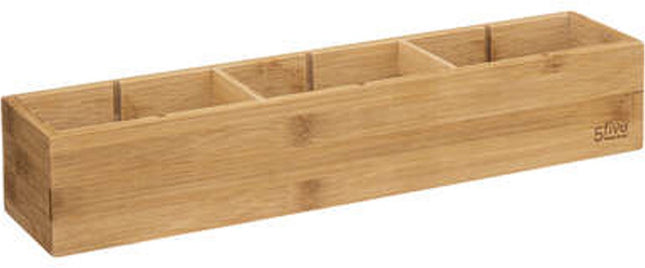 5Five Lade/kast/badkamer organizer - 3 vaks - L38 x B8 x H7 cm - bamboe hout - lichtbruin - verwijderbare verdelers