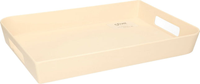 Dienblad/serveerblad rechthoekig 35 x 25 cm beige/creme met handvaten