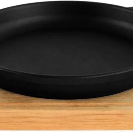 BRIZOLL Gietijzeren Serveerpan met Houten Onderzetter - Ø 18 cm