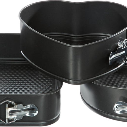 Atmosphera bakvorm springvorm set van 3 - Hart 22x20CM - Rond 24CM- Vierkant 26X26CM- Taartvorm -Bakblik - Antikleef