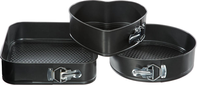 Atmosphera bakvorm springvorm set van 3 - Hart 22x20CM - Rond 24CM- Vierkant 26X26CM- Taartvorm -Bakblik - Antikleef