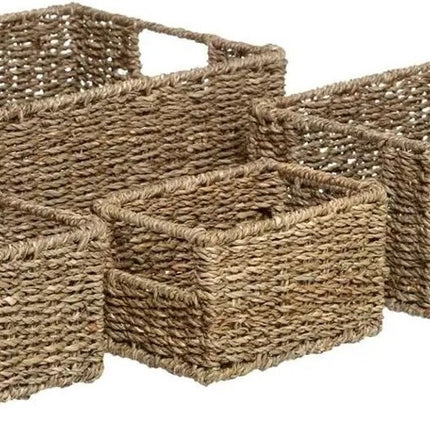 Opbergmanden - set van 4x - gevlochten zeegras - manden - opbergen - Kast-/badkamer mandjes verschillende formaten