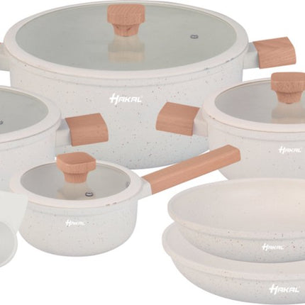 13 delige pannenset - Graniet, anti-aanbaklaag - Ergonomische Koudgrepen - Alle Warmtebronnen - kookgerei set met braadpan, soeppan steelpan