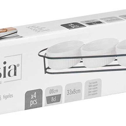 Vessia saus/snacks kommetjes/schaaltjes in standaard - wit - keramiek - set 4x stuks - D7 x 3 cm - Eettafel serveer schaaltjes
