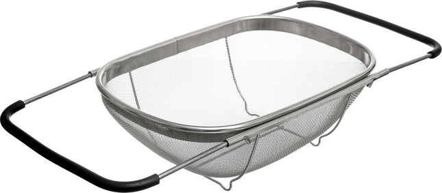 Atmosphera roestvrijstalen zeef - 37 cm - Rechthoekige zeef - Uitrekbare zeef - Vergiet - RVS