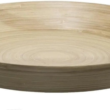 5Five Dienblad/serveerblad rond - D42 cm - bamboe hout - bruin - met handvaten - Dienbladen
