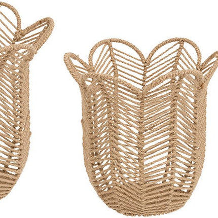 Atmosphera Set van 3 Jute mandjes - Ø37/30/25cm - The Floral Collection - Beige