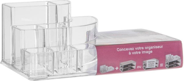 5Five Make-up organizer - 9 vakken - 17,5 x 9,5 cm - transparant - kunststof - Nagellak houder - Make-up houder - Organizers