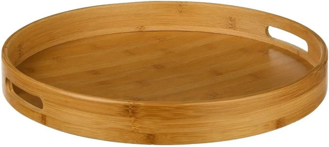 Bamboe dienblad rond met handvatten diameter 40 cm