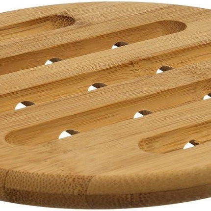 Secret de Gourmet pannen onderzetter - rond - bruin - D18 cm - van bamboe - Pannenonderzetter