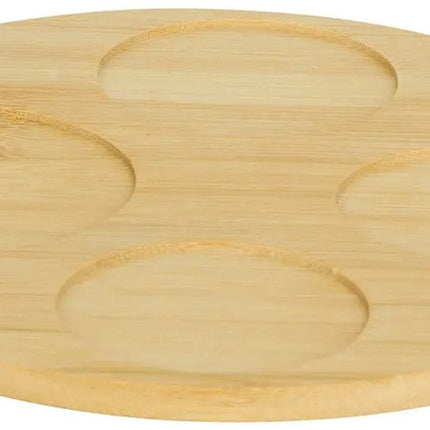 5Five Serveerplank acacia hout - met 4x luxe schaaltjes - D26 cm - tapas en saus schaaltjes - kleuren mix terra/wit - hapjes plateau